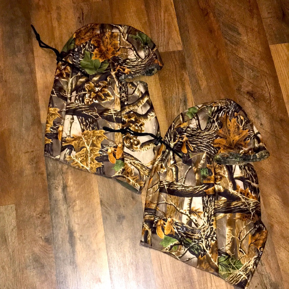 Cablela’s Set of 2 Identical Camouflage Hooded Fleece Balaclava Hat Mask Hunting